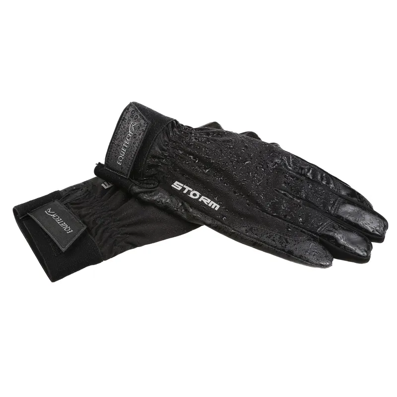 Equetech Storm Waterproof Riding Gloves Adults in Black